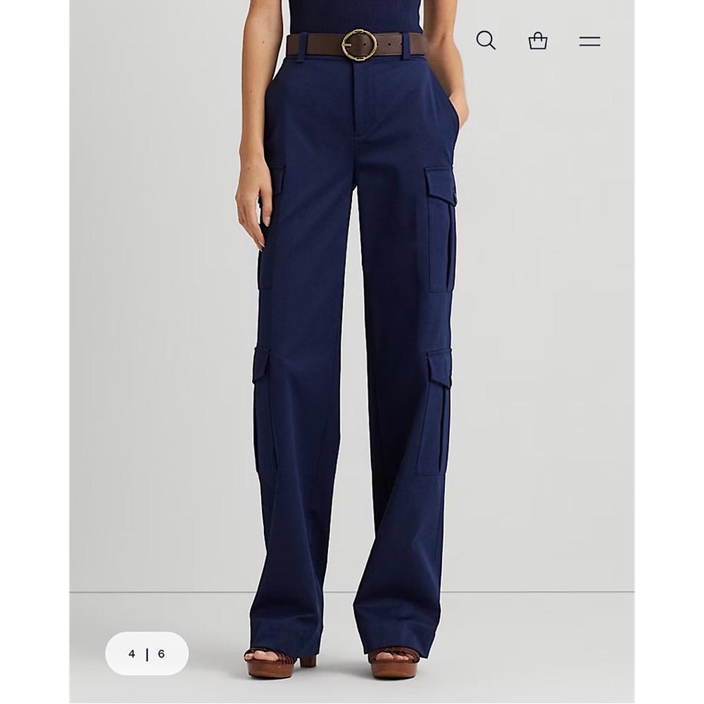 Lauren Ralph Lauren Faille Cargo Pant Navy Blue 8 - Picture 2 of 12